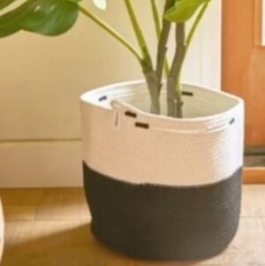 MIA MELANGE Foldable Cotton Handcrafted Basket Storage Plant Holder Pot NWT